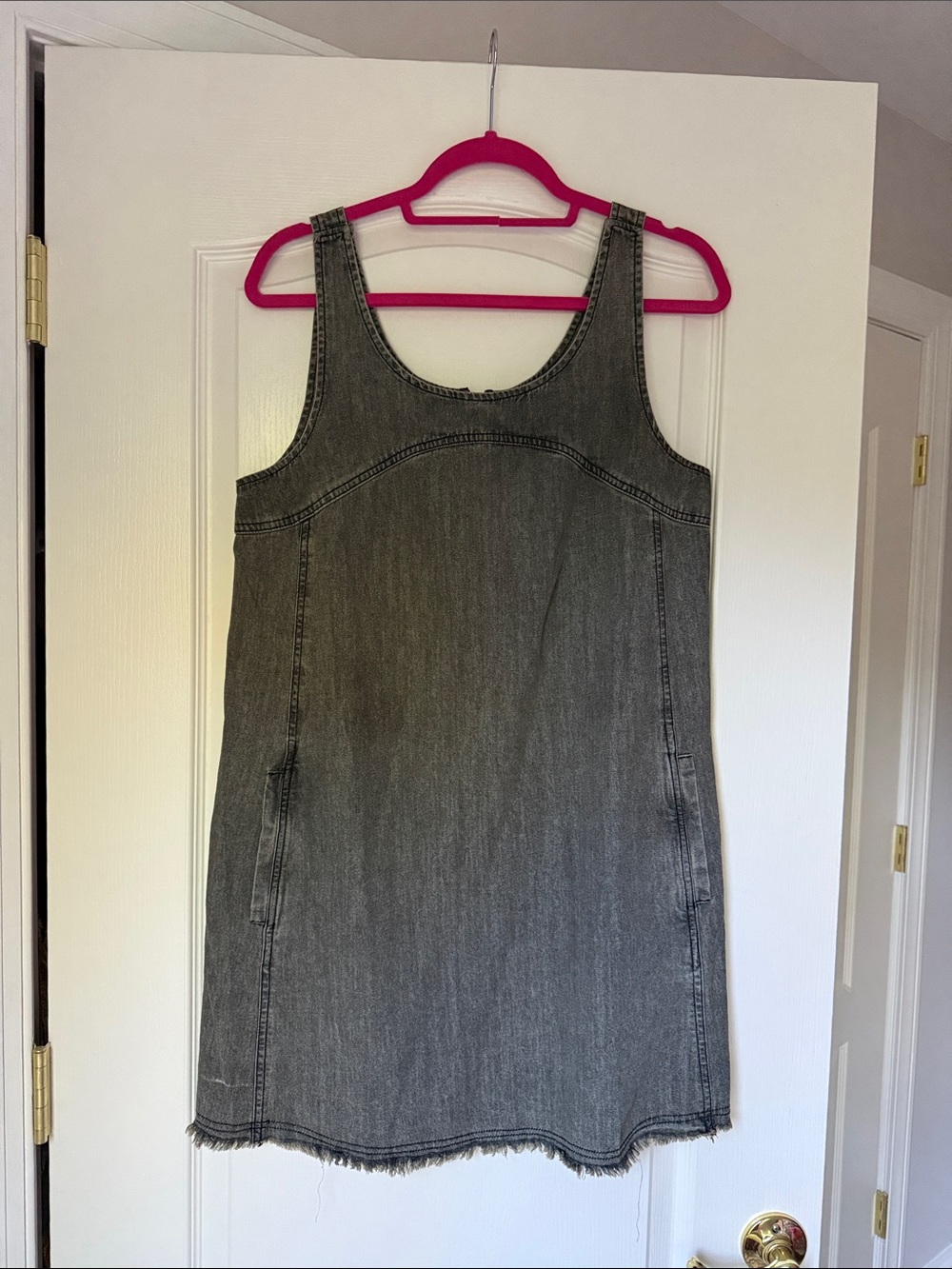 NATURAL LIFE Gray Denim Tank Overall Dress